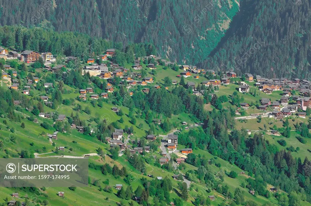The swiss mountain resort of Bellwald in the Wallis region in the summer months