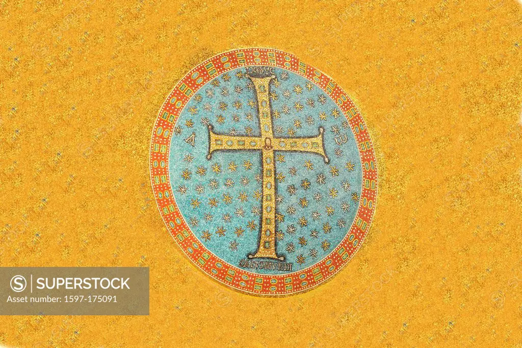 exquisite byzantine mosaic jewel studded golden cross with mosaic of jesus christ in the centre