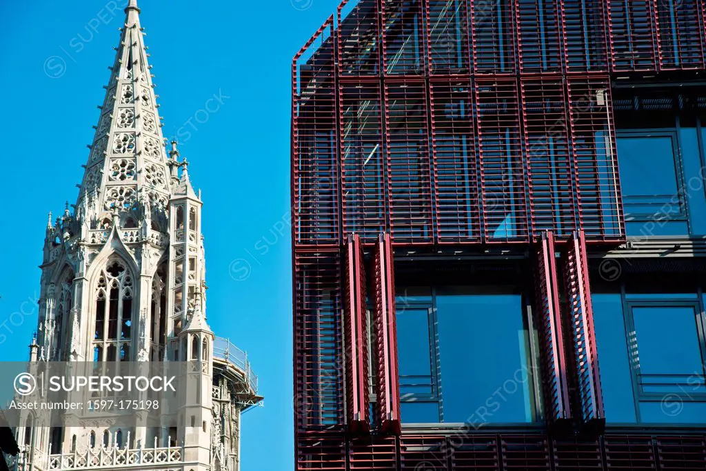 Choir tower, Ulm, Münster, steeple, building, construction, Münster place, Baden_Wurttemberg, Germany, Europe