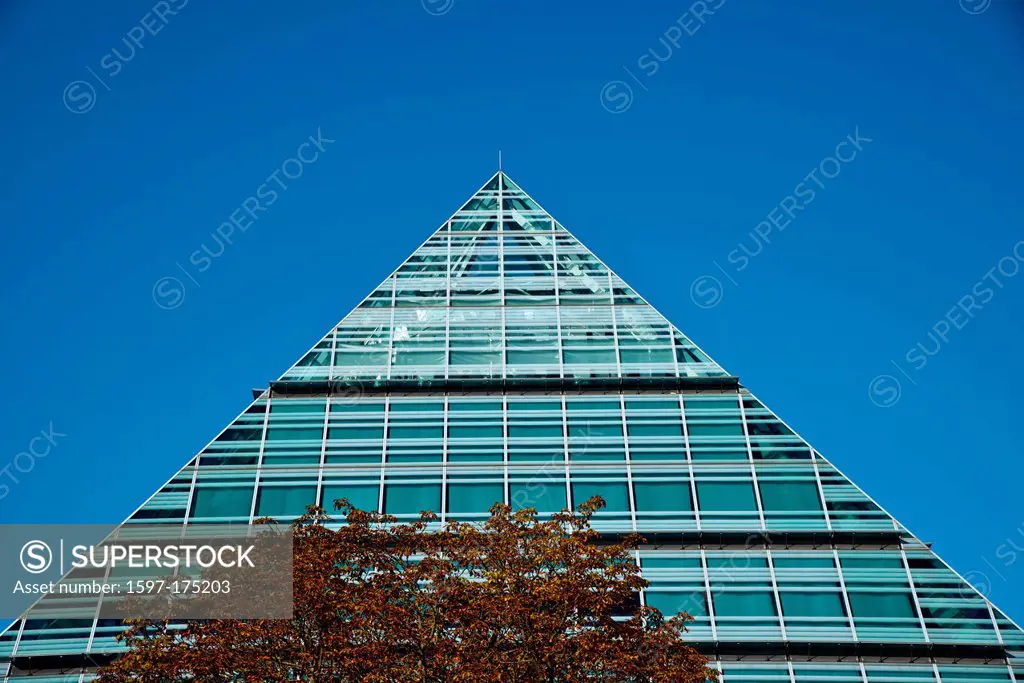 Central library, town library, Ulm, Baden_Wurttemberg, Germany, Europe, pyramid, glass,