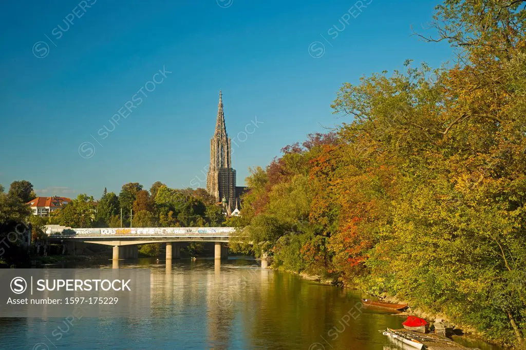 Panorama, Danube, Ulm, Münster, Swabian, Baden_Wurttemberg, Germany, Europe, river, flow, bridge,