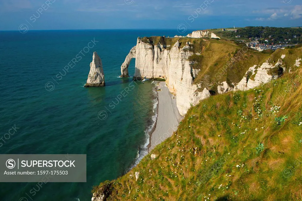 Etretat, France, Europe, Normandy, department Seine maritime, sea, coast, steep, chalk rock, arc
