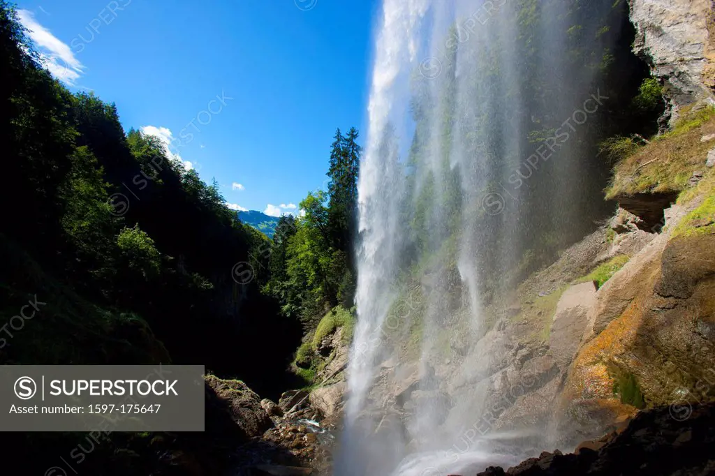 Berschner waterfall, Switzerland, Europe, canton, St. Gallen, St. Gall, area of Sargans, waterfall