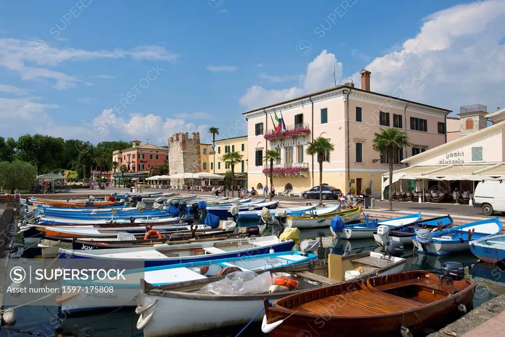 Lake Garda, Italy, Europe, Lago di Garda, Bardolino, Torri del Benaco, Malcesine, fishing harbour, harbour, port, fishing boats, fishing boat, boat, b...