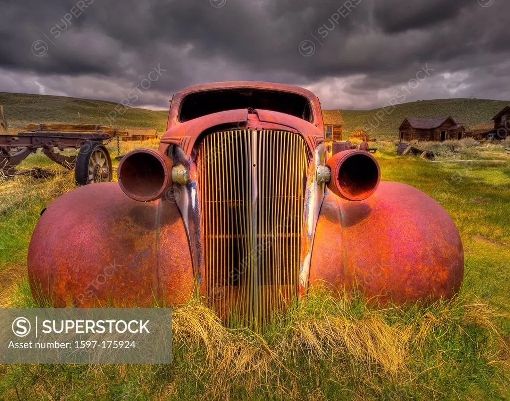 USA, United States, America, California, Bodie, Bodie State, Historic Park, park, state park, ghost town, classic car, scrap metal, rusty