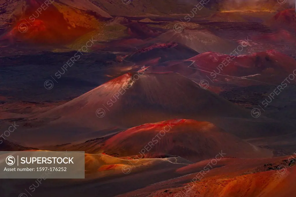 USA, United States, America, Hawaii, Maui, landscape, Haleakala, National Park, Crater, volcanism, red