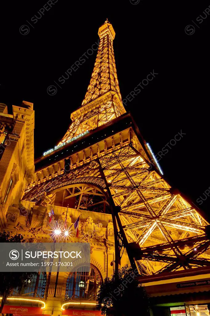 USA, United States, America, Nevada, Las Vegas, strip, city, urban, tourist, night, long exposure, City of Sin, Food, Eiffel Tower