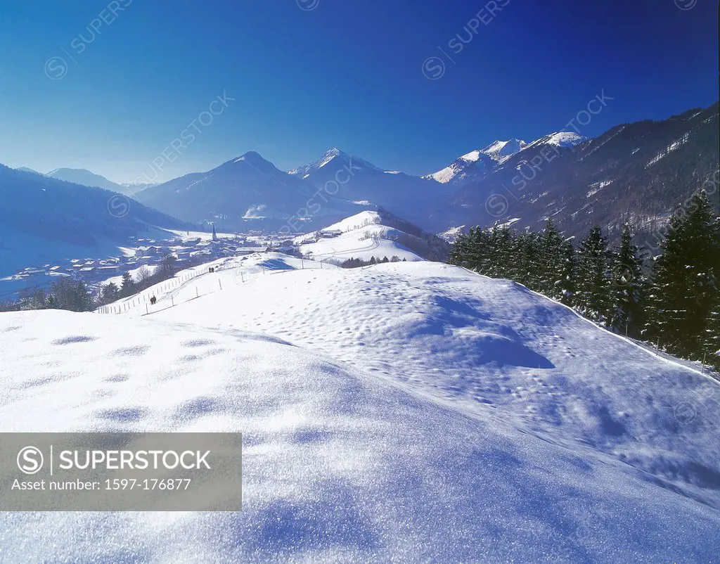 Austria, Europe, Tyrol, Thiersee, Hinterthiersee, winter, snow, place, tourism, mountains, Sonnwendjoch, winter, nature, rest, traveling, destination,...