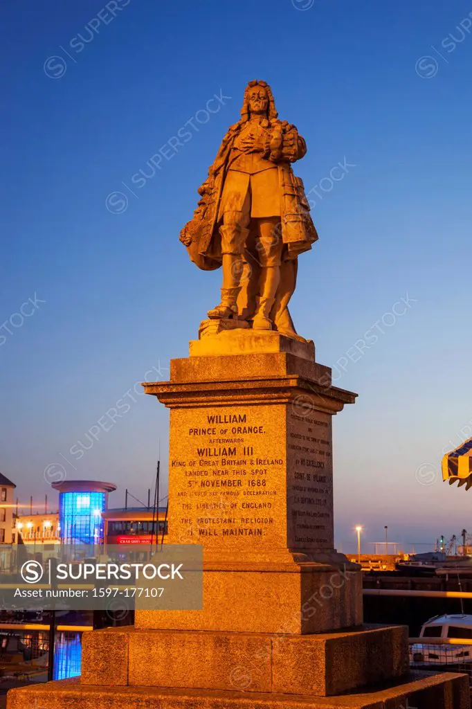England, Devon, Brixham, Brixham Harbour, Statue of William Prince of Orange, William III