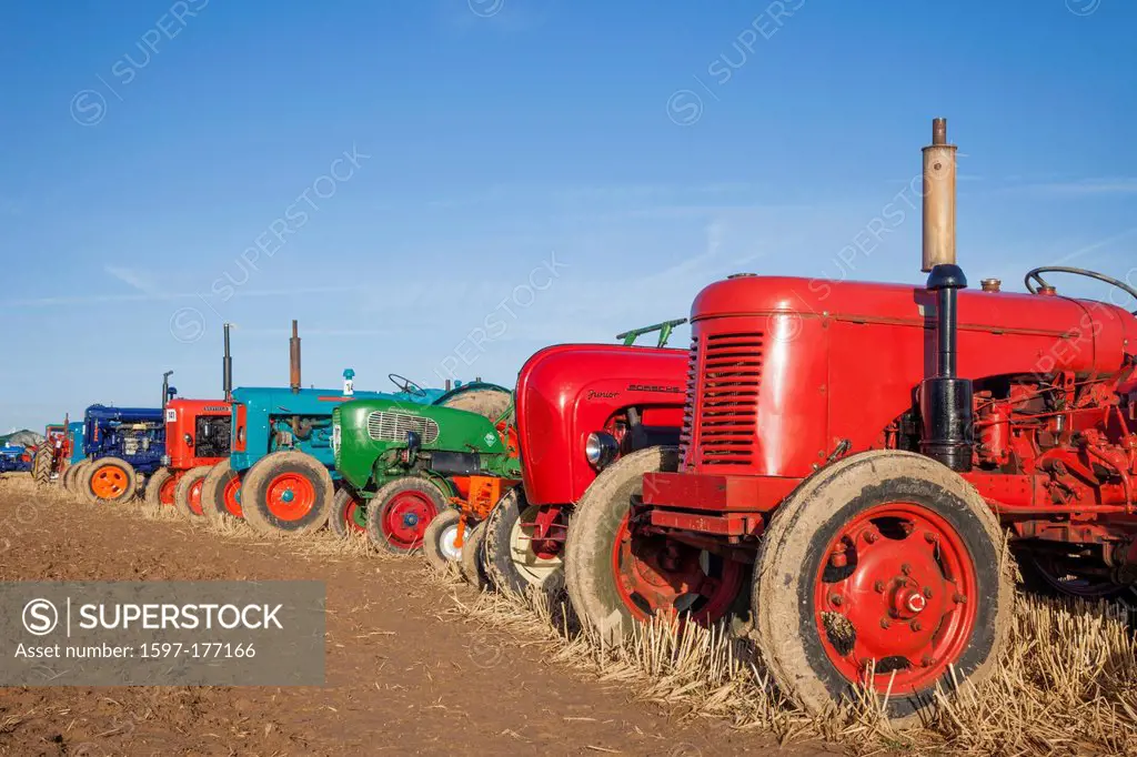 England, Dorset, Blanford, The Great Dorset Steam Fair, Vintage Tractors