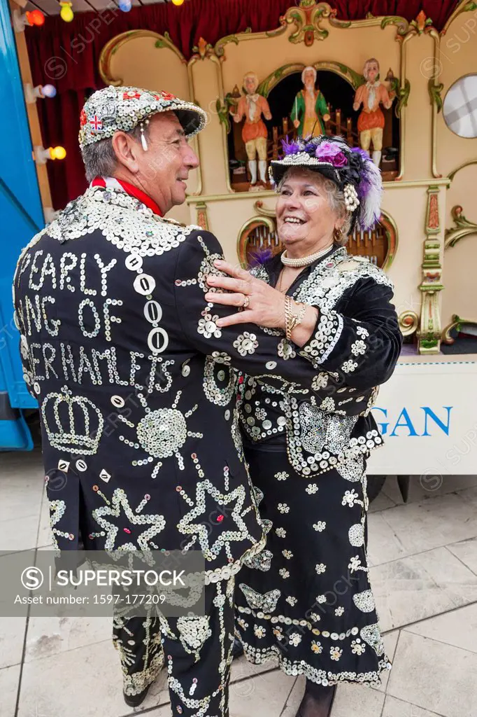 England, London, Pearly King and Pearly Queen