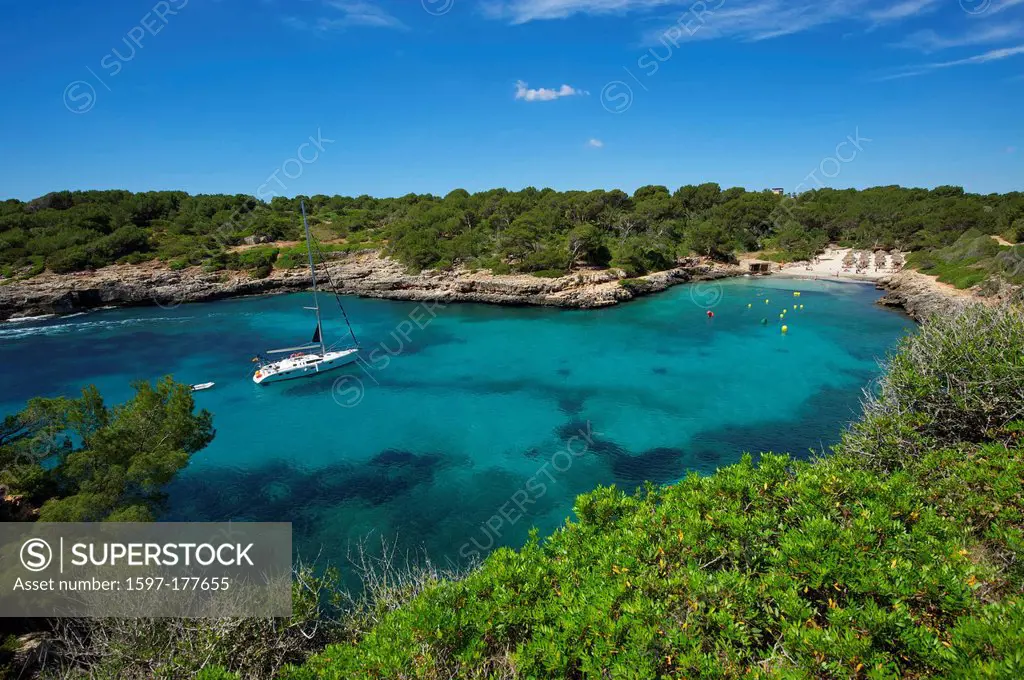 Balearic Islands, Majorca, Mallorca, Spain, Europe, outside, Cala Sa Nau, coast, seashore, coasts, seashores, coastal scenery, coastal, scenery, lands...