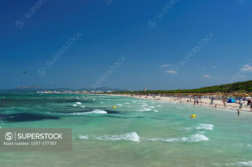 Balearic Islands, Majorca, Mallorca, Spain, Europe, outside, Platja de Muro, sand beach, sand beaches, beach, seashore, beaches, seashores, coast, coa...