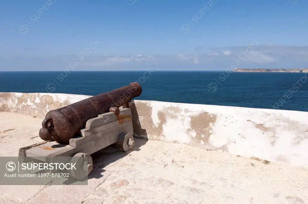 Algarve, Cabo de Sao Vicente, fort, Fortaleza, cannon, Portugal, Europe, Sagres, fortress, sea