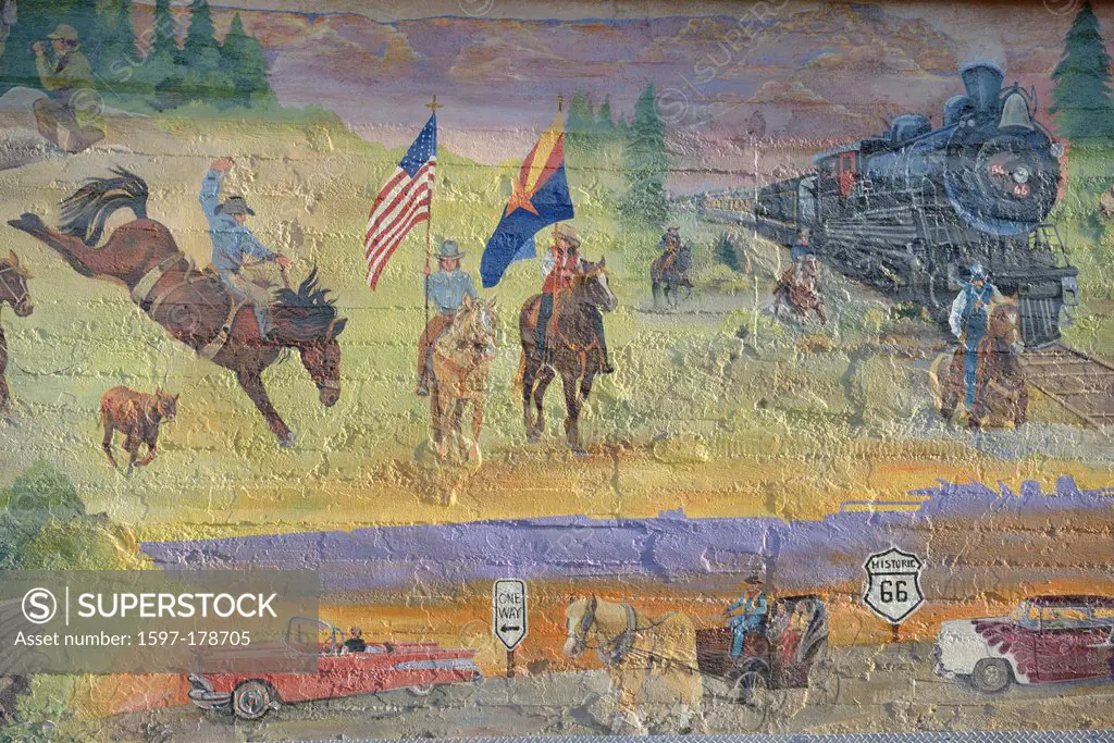 USA, United States, America, Arizona, Seligman, North America, Southwest, Route 66, Americana, America, Williams, mural, wall, painted