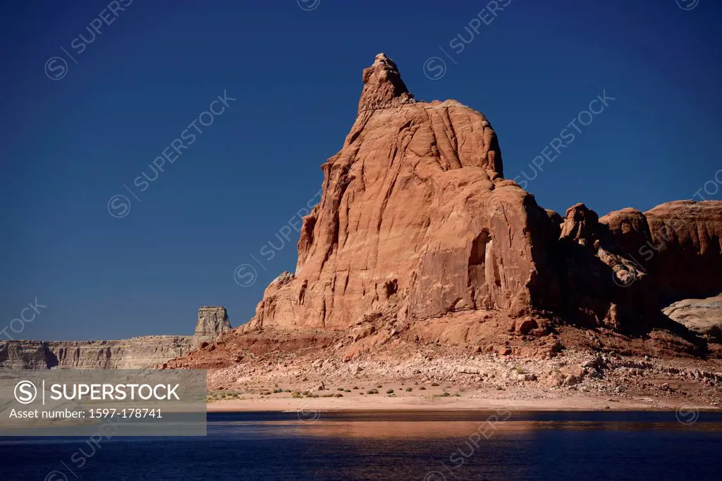 USA, United States, America, Arizona, Page, North America, Southwest, Arizona, Glen Canyon, Lake Powell, lake, cliff, sandstone