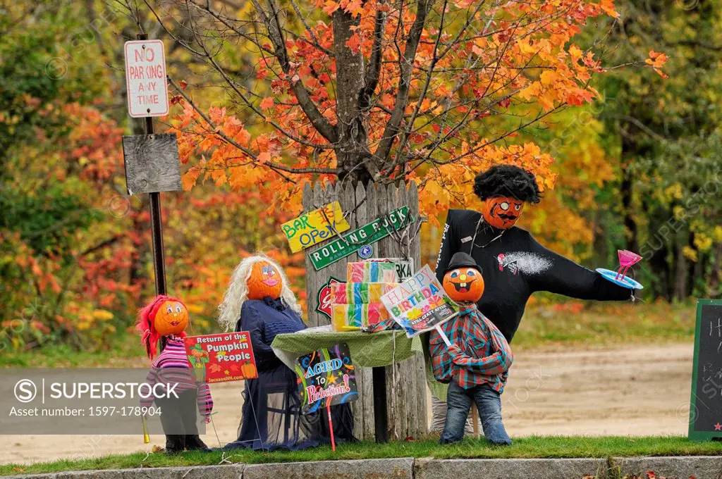 USA, United States, America, New Hampshire, Glen, North America, New England, East Coast, Carroll County, Indian Summer, autumn, halloween, decoration...