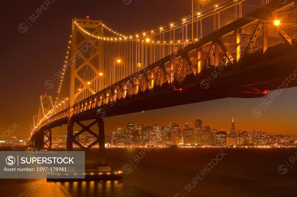 USA, United States, America, California, San Francisco, bridge, cityscape, buildings, night, Bay Bridge, Oakland, Oakland Bay Bridge,
