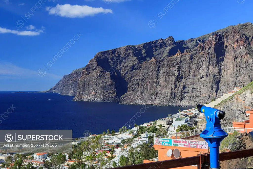 Spain, Europe, Canary Islands, Los Gigantes, Cliffs, Tenerife Island, Tenerife, Teneriffa, architecture, cliff, coast, impressive, lookout, mirador, m...