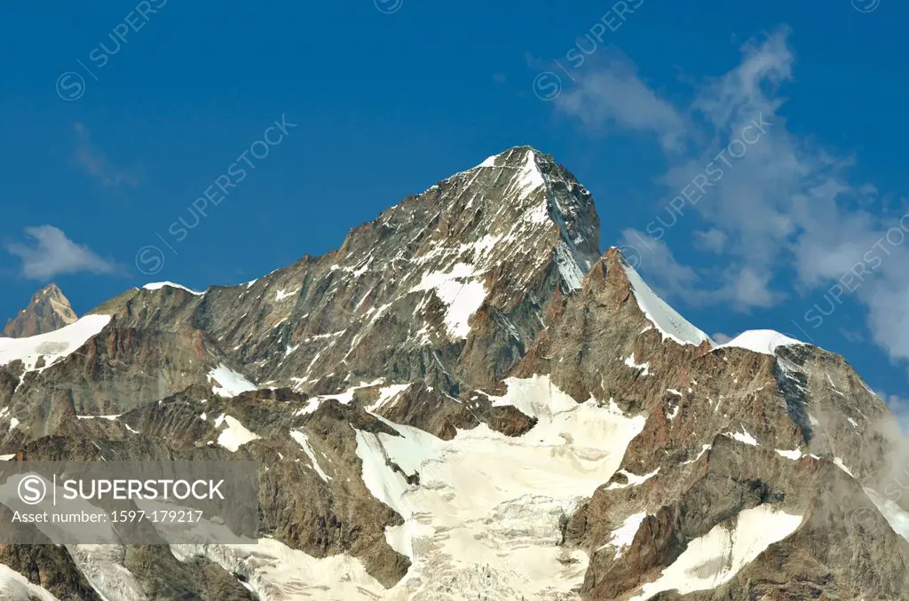 The Dent Blanche of the alpine giants in the southern swiss alps between Zermatt and Evolene. In the foreground the obergabelhorn
