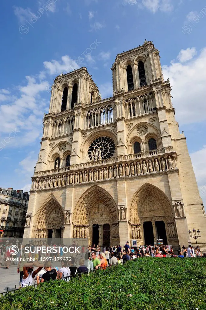 Unesco, Architecture, Cathedral, Christianity, Church, Crowd, Europe, Exterior, Fourth Arrondissement, France, French, Gothic, Ile-De-France, Notre Da...