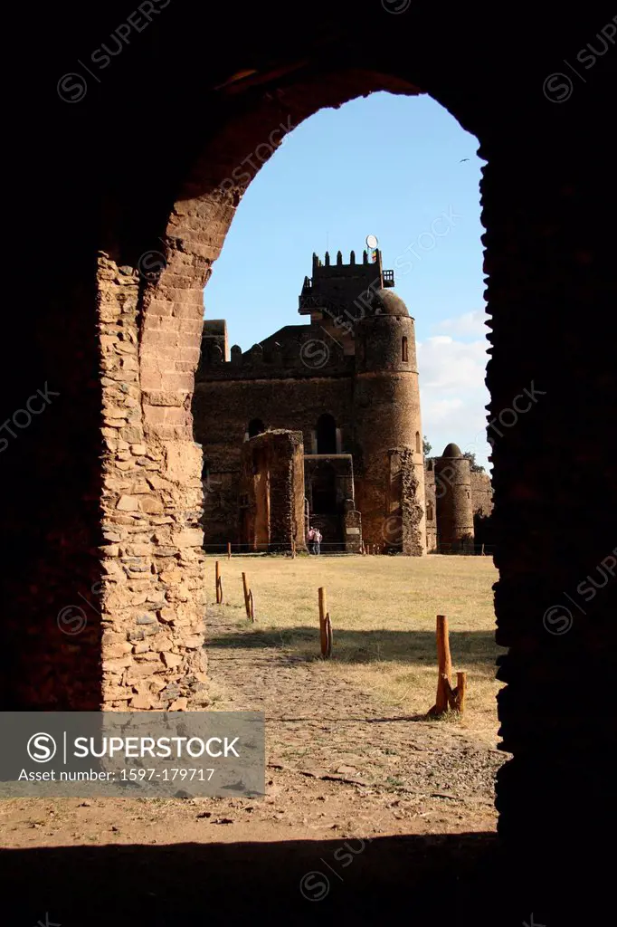 Ethiopia, Africa, Amhara, region, Gondar, Gonder, Fasiliades castle, Fasilides castle, castle, Fasil Ghebbi, Camelot of Africa, Camelot, architecture,...