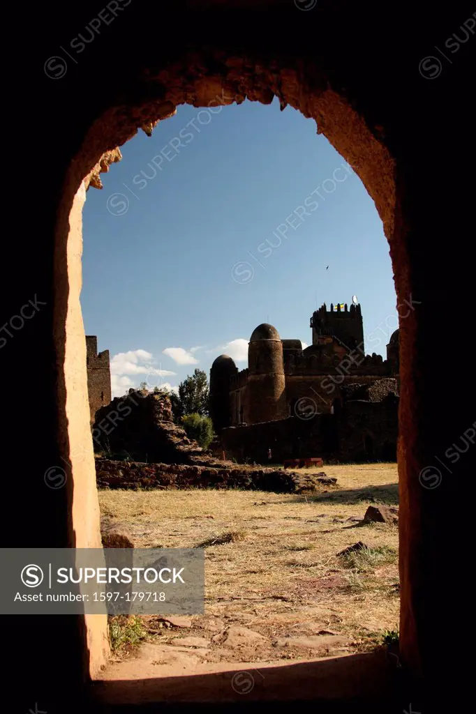 Ethiopia, Africa, Amhara, region, Gondar, Gonder, Fasiliades castle, Fasilides castle, castle, Fasil Ghebbi, Camelot of Africa, Camelot, architecture,...