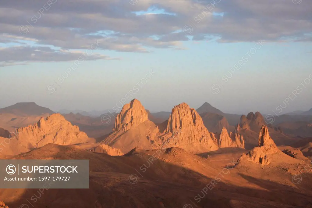 Algeria, Africa, north Africa, desert, stone desert, desert, Sahara, Tamanrasset, Hoggar, Ahaggar, mountain, mountains, Assekrem, Assekrem massif, eve...