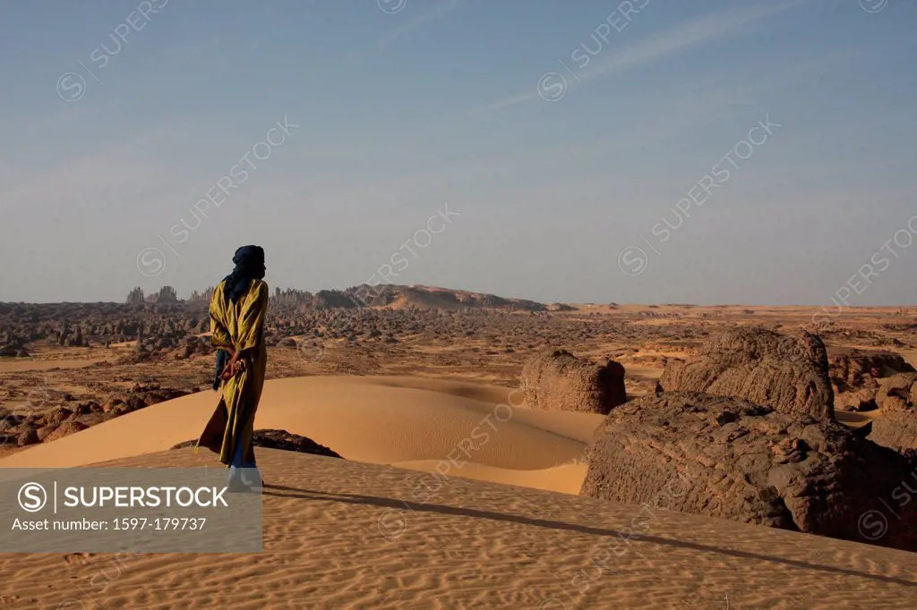 Algeria, Africa, north Africa, desert, sand desert, Sahara, Tamanrasset, Hoggar, Ahaggar, rock, rock formation, Tuareg, Tassili du Hoggar, nature, san...