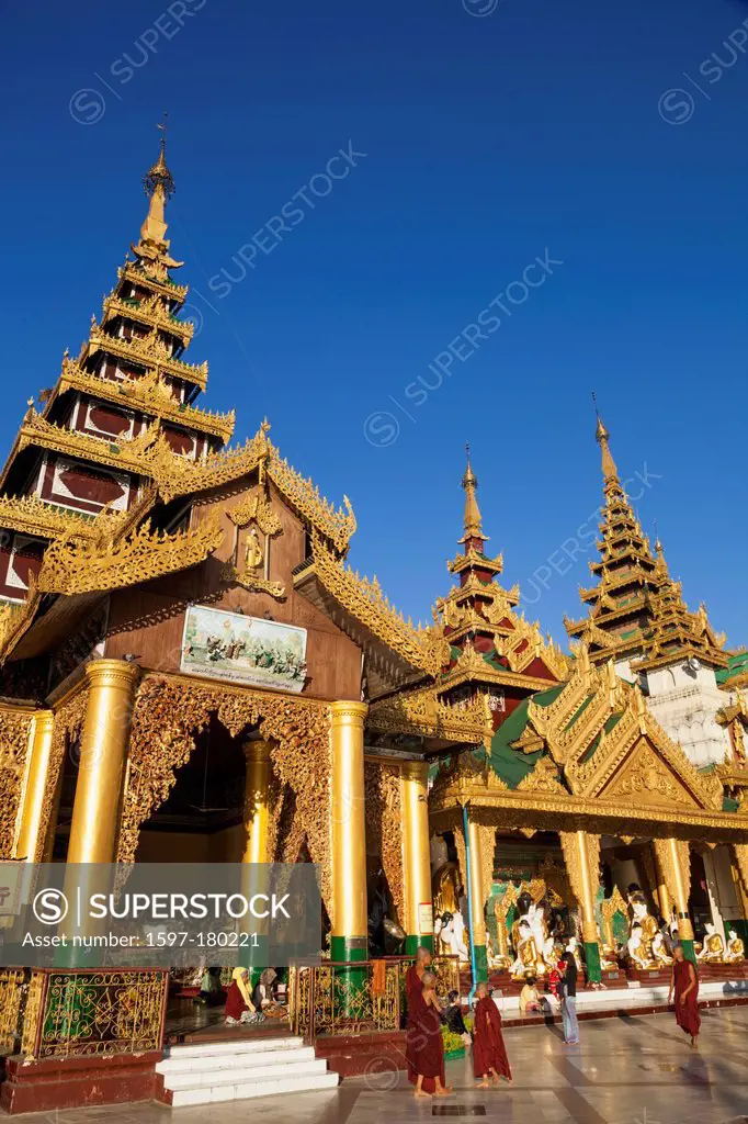 Asia, Myanmar, Burma, Yangon, Rangoon, Shwedagon, Shwe dagon, Shwedagon Pagoda, Pagoda, Pagodas, Monk, Monks