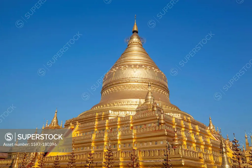 Asia, Myanmar, Burma, Bagan, Swhezigon Pagoda, Pagoda, Pagodas