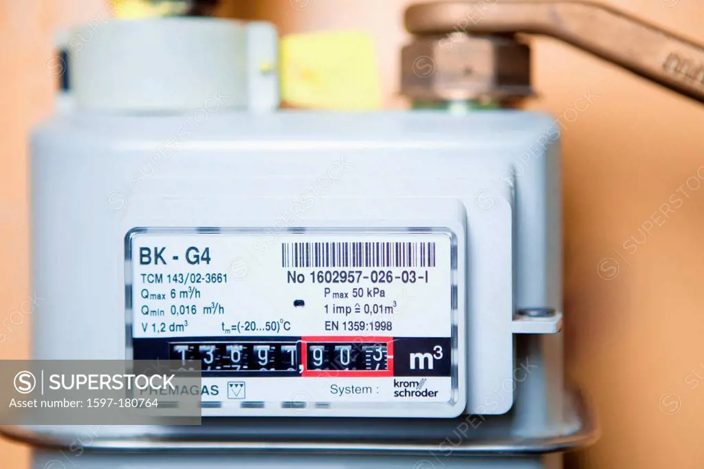 closeup of a gas meter in Czech Republic