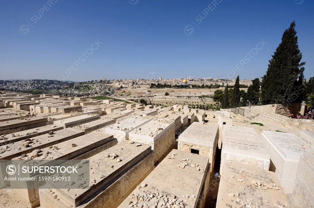 Dome of the Rock, cemetery, Israel, Jerusalem, Middle East, Near East, Jewish, Mount of Olives, religion, Jew, Jewish, graves
