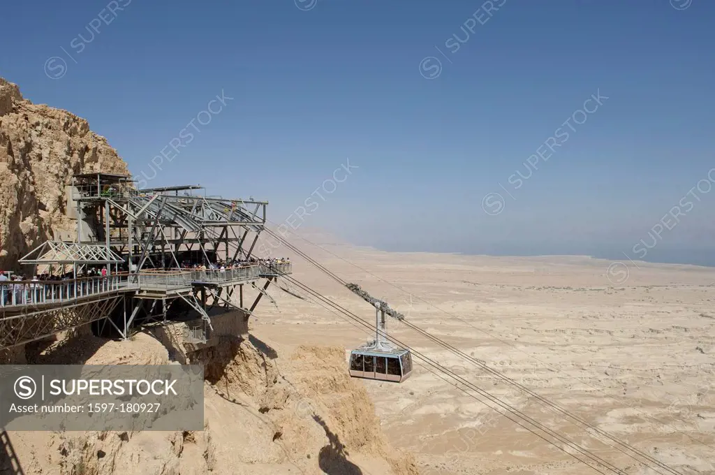 Lake, sea, salty, fortress, Masada, stone desert, Israel, Middle East, Near East, ruins, ropeway, dead sea