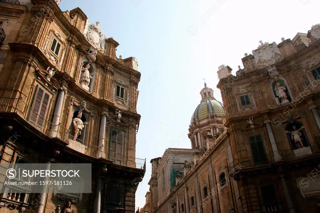 Italy, Europe, Sicily, Palermo, Quattro Canti, baroque, facade