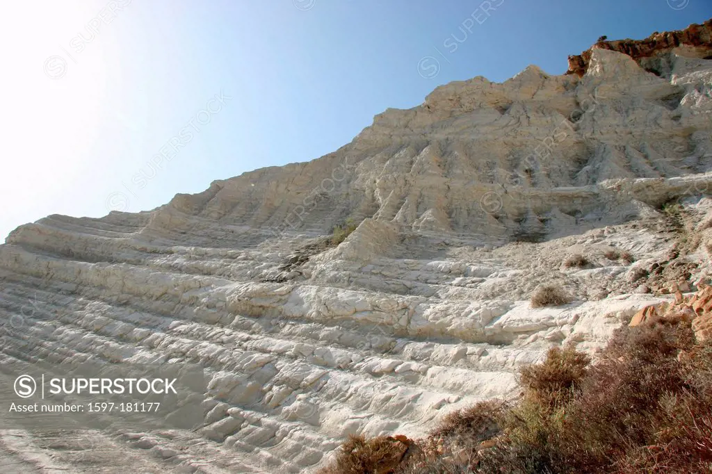 Italy, Europe, Sicily, Scala dei Turchi, white, r rock, cliff, cliff, white, limestone
