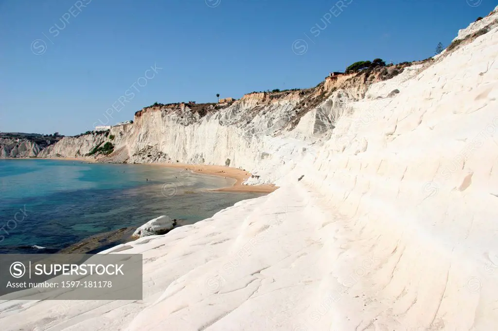 Italy, Europe, Sicily, Scala dei Turchi, white, r rock, cliff, cliff, white, sea