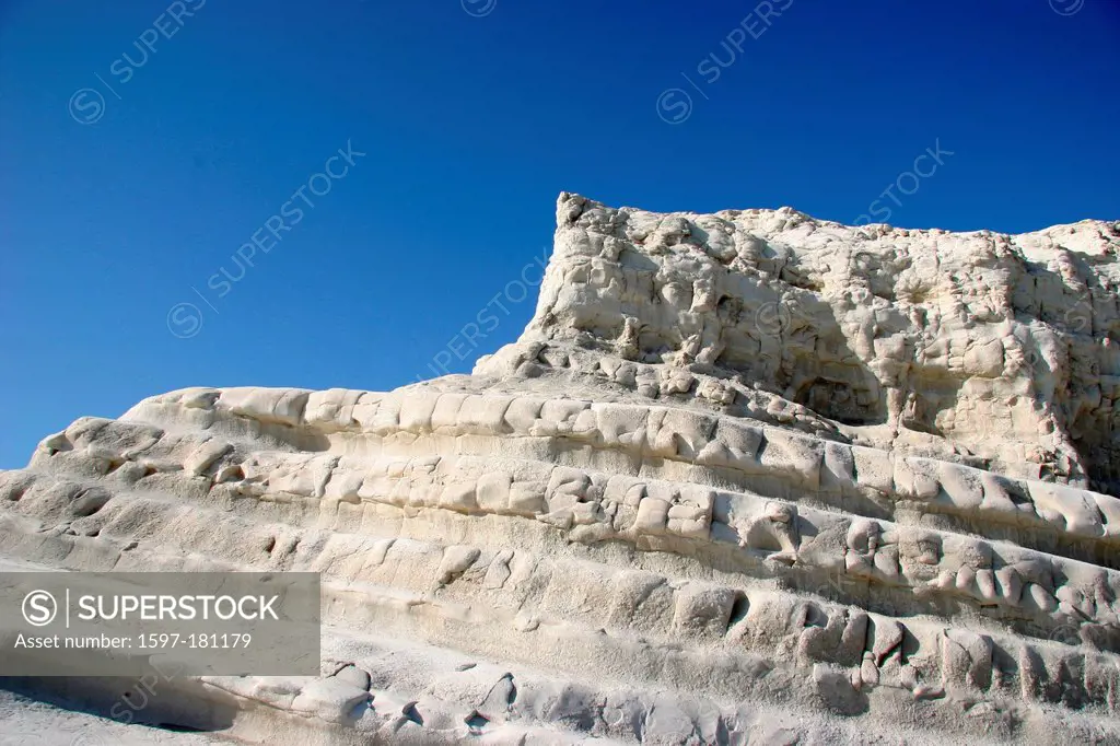 Italy, Europe, Sicily, Scala dei Turchi, white, r rock, cliff, cliff, white, limestone