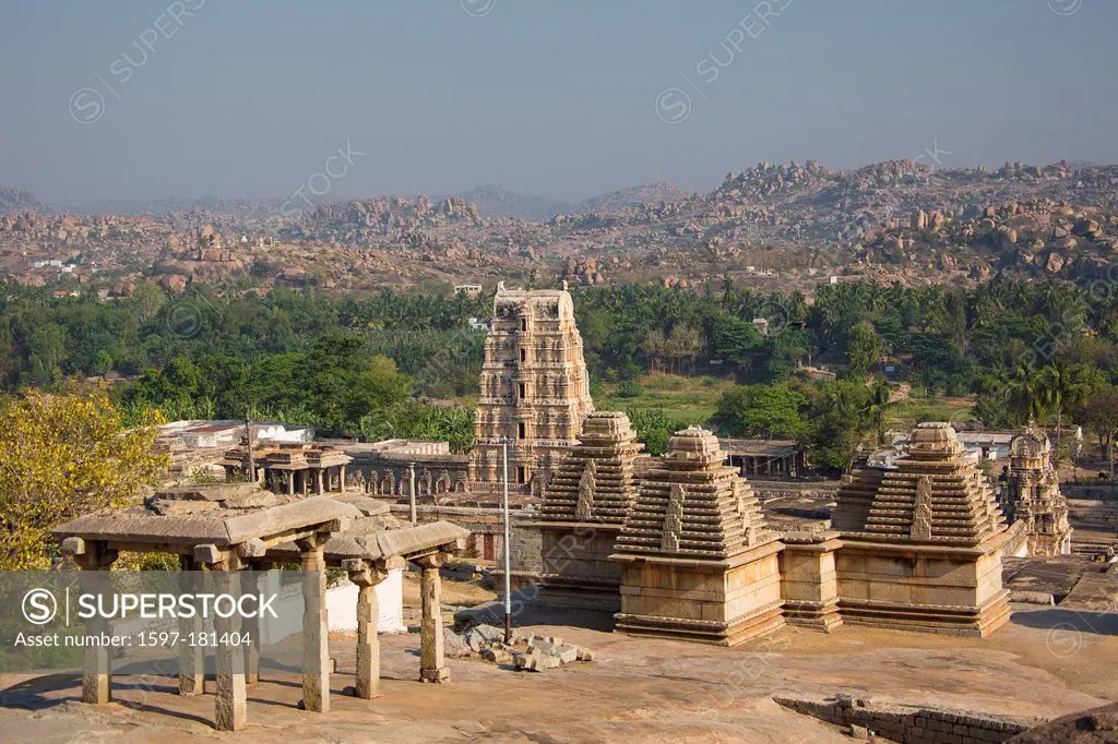 India, South India, Asia, Karnataka, Hampi, ruins, Vijayanagar, 15th century, World Heritage, Virupaksha Temple, State, Virupaksha, 15th century, arch...