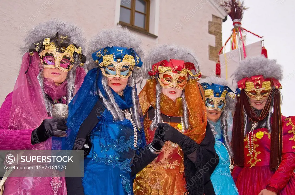 Bavaria, Germany, Upper Bavaria, custom, tradition, Teisendorf, Berchtesgaden Area, customs, carnival, mask, disguises, make up, made up, greasepaint,...