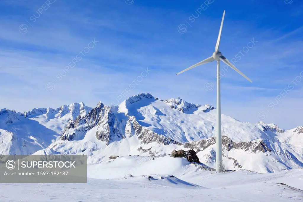 Alps, alternative energy, Andermatt, mountains, energy, sky, nature, nature conservation, wheel, Switzerland, Europe, Swiss Alps, power, electricity, ...