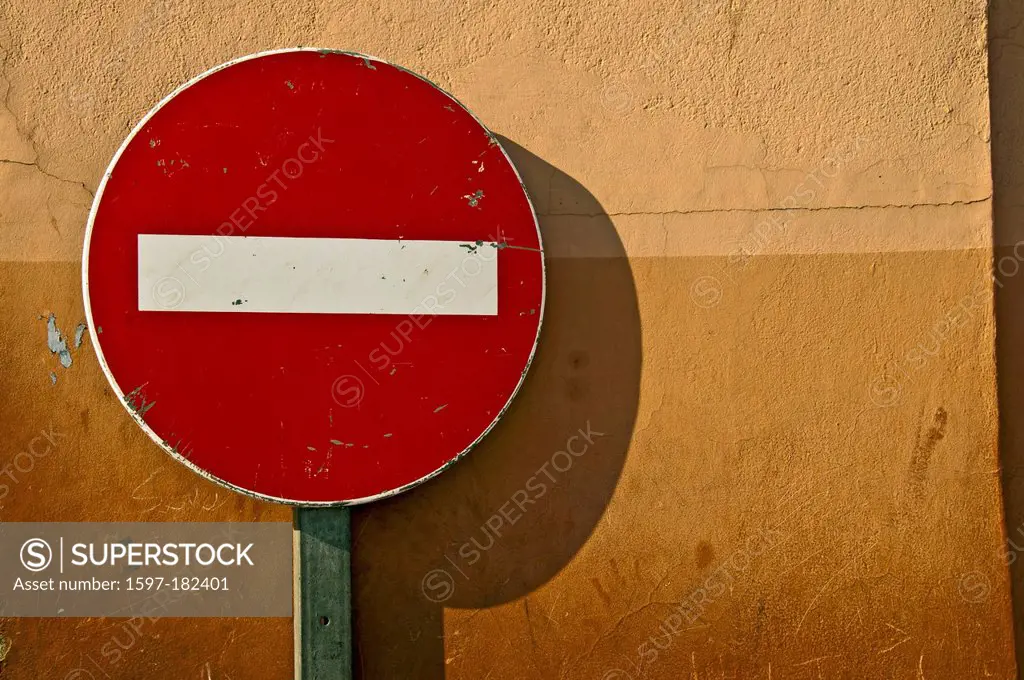 Africa, North Africa, Morocco, forbidden, road sign, red, wall