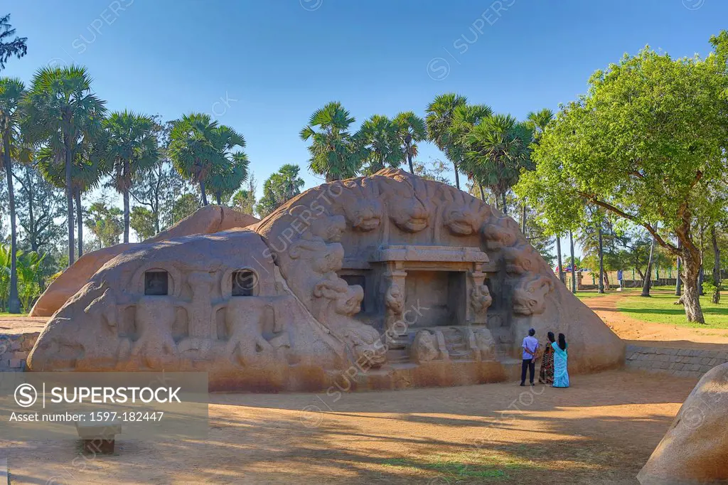 World Heritage, Ajuna, India, South India, Asia, Mamallapuram City, Penance, Rock-cut, architecture, State, Tamil Nadu, art, Dravidian, religion, Hind...