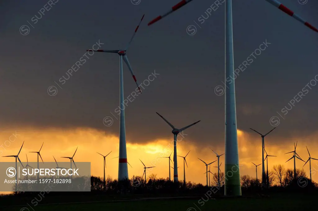 Wind farm, near Werder, Mecklenburg-Vorpommern, Germany