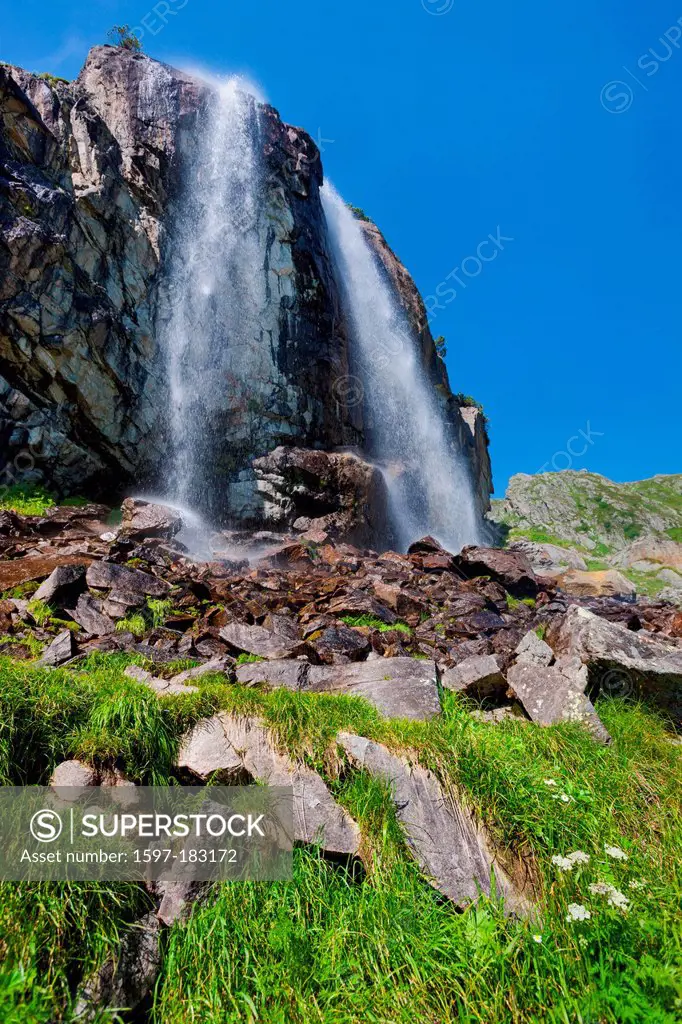 Wysse creek, Switzerland, Europe, canton, Bern, Bernese Oberland, Gadmental, mountain brook, brook, waterfall