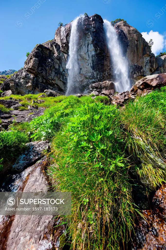Wysse creek, Switzerland, Europe, canton, Bern, Bernese Oberland, Gadmental, mountain brook, brook, waterfall