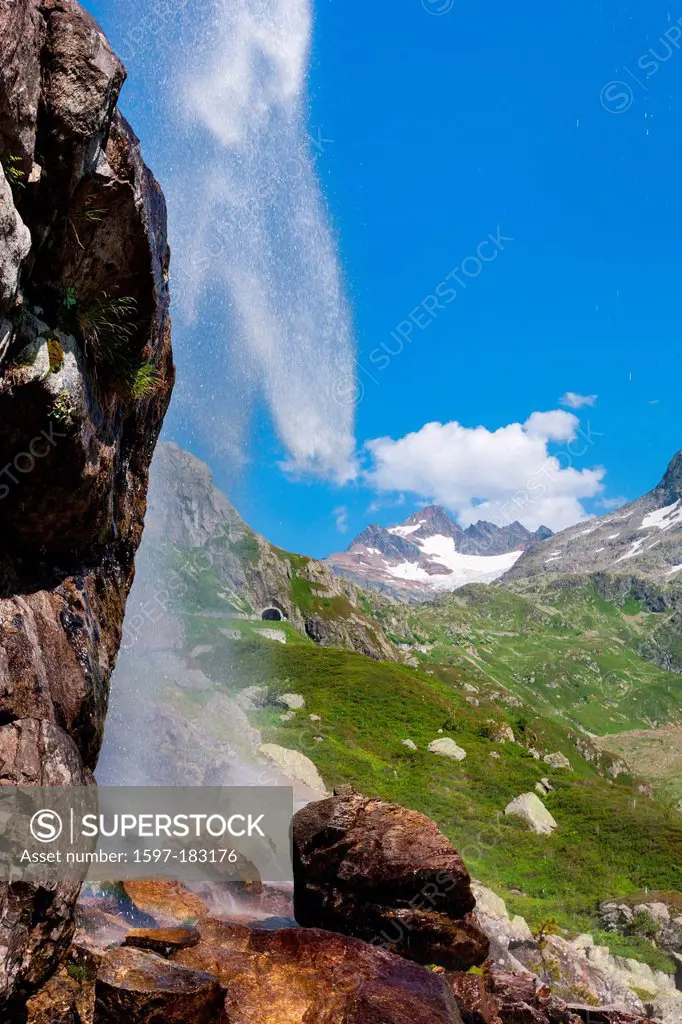 Wysse creek, Switzerland, Europe, canton, Bern, Bernese Oberland, Gadmental, mountain brook, brook, waterfall, Susten Pass