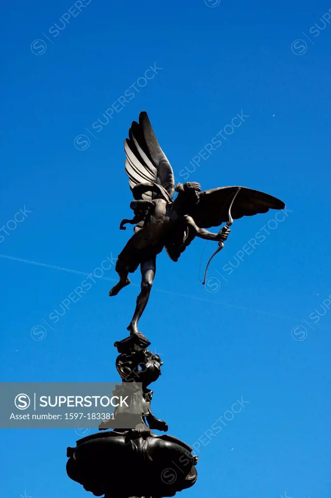 London, England, Great Britain, UK, United Kingdom, Piccadilly, Piccadilly Circus, statue, Cupid, angel, arrow, arch