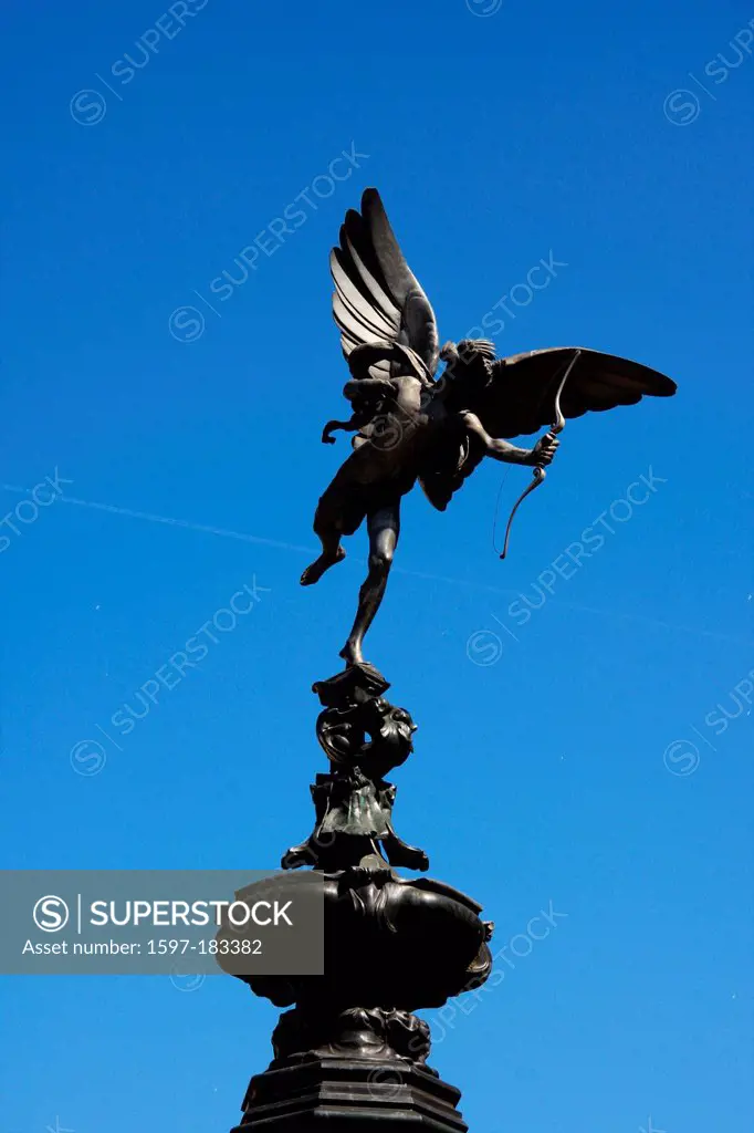 London, England, Great Britain, UK, United Kingdom, Piccadilly, Piccadilly Circus, statue, Cupid, angel, arrow, arch