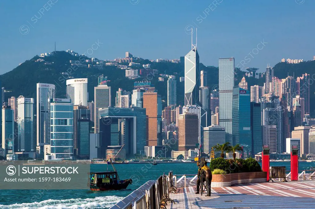 Hong Kong, China, Asia, City, Hong Kong, China, Asia, Avenue of the Stars, architecture, avenue, buildings, central, modern, movies, peak, skyline, sk...